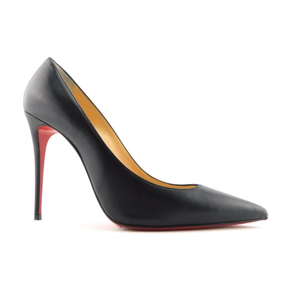 CHRISTIAN LOUBOUTIN Black Leather Classic Stiletto Heel Pumps 38.5 - Picture 3 of 8